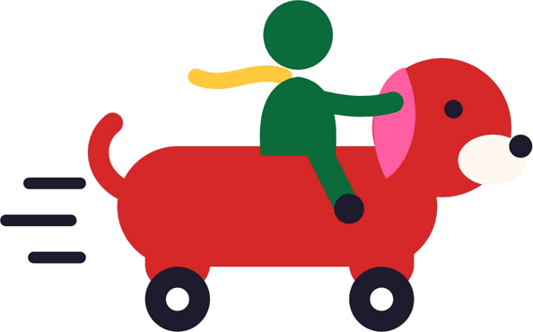 La mascotte RoulôZoo : un enfant qui pilote une peluche motorisée